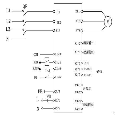 CMC-MX軟起動(dòng)器基本接線原理圖